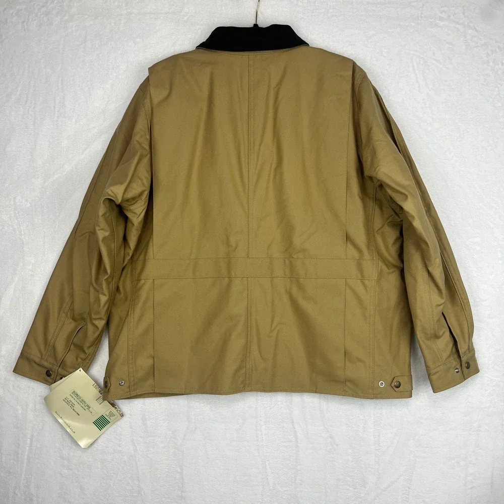 Filson Dry Tin Lined Cloth Field Jacket Vintage NWT Mens XXL USA Tan Embroidered